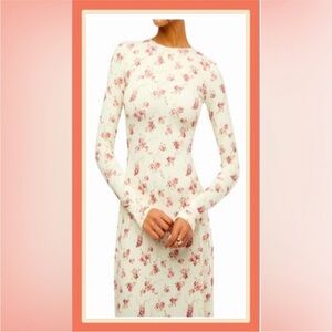 WeWoreWhat Cream Maxi Dress with Pink Floral Print NWT Size Medium